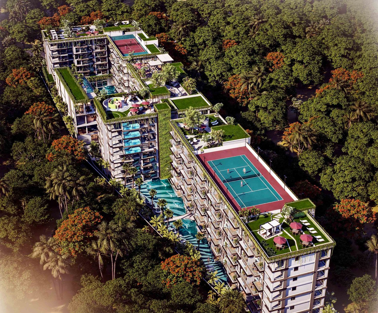 The Riviera Beverly Hills — aerial view of the buildings